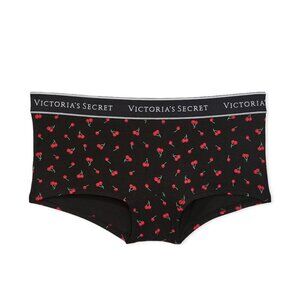 NWT - Victoria's Secret Black Cherries Cotton Logo Boyshort